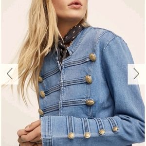 Free People Denim military fitted jacket